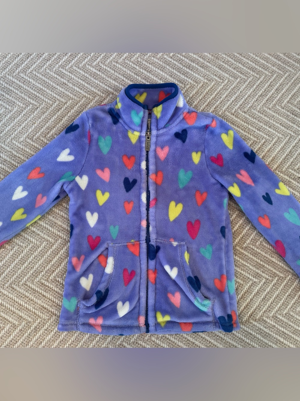 Hatley Purple Heart Print Fleece Zip-Up Jacket Size 6